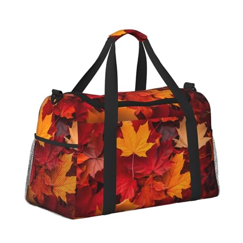 Autumn Fall Leaves Maple Travel Weekender Overnight Bags Foldable Hand Travel Bag Sport Gym Duffel Bag For Men Women4