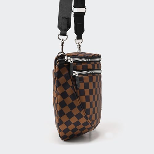 Image of Pander Crossbody Bum Bag for Women, Everyday Nylon Shoulder Bag with Pompom Keychain Wristlet Bag Charm, Adjustable Strap