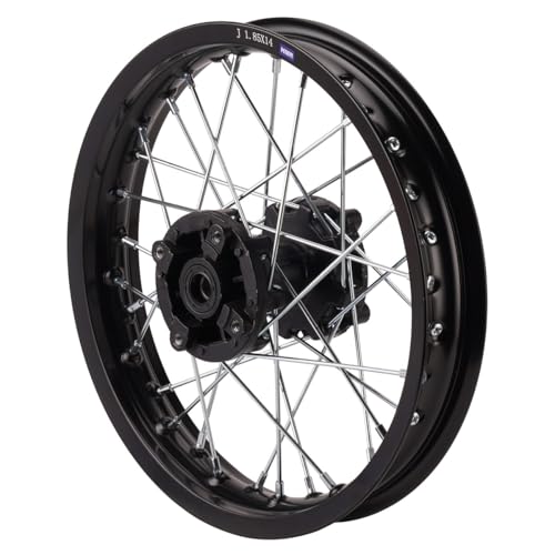 HMParts Jante en acier 14" arrière noire compatible avec presque tous les modèles avec axe de 12 mm Dirt Bike, Pit Bike, XMOTOS, MotoCross (noire)