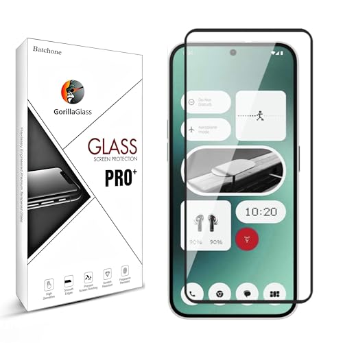 Image of BATCHONE Tempered Glass Screen Protector Compatible For Nothing Phone 2A /Nothing Phone 2A Plus (Black) Edge To Edge Full Screen Coverage 9H With Easy Installation Kit,Pack Of 1