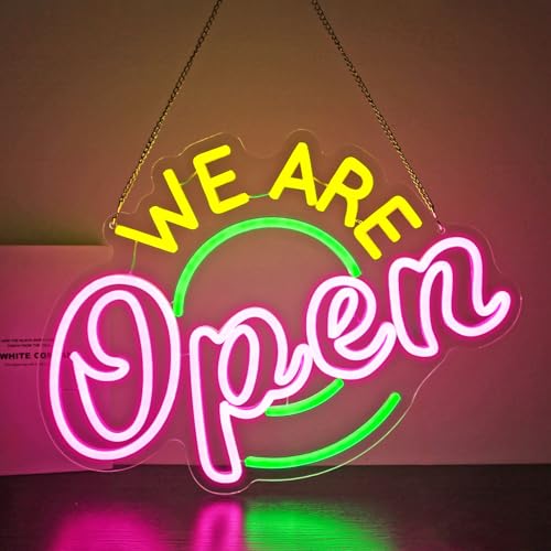 Image of Neon Sign, HSJNJKFU Open Neon Signs for Wall Decor We are Open Led Light for Bar Beer Signs Shop Restaurant Light up Signs for Man Cave - LED Neon USB Powered