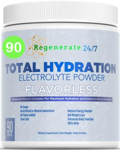 Total Hydration Electrolyte Mix 500 mg Potassium Citrate & Potassium Gluconate for Max Absorption - Magnesium Citrate Zink Pink Salt - Bicarbonate - 100% Keto No Sugar (Electrolytes Mix Powder)