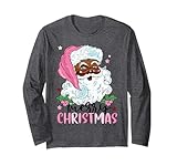 Merry Christmas Santa Claus Black Afro African American Xmas Long Sleeve T-Shirt