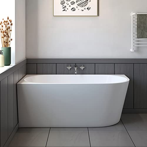 A&E Bath And Shower Oxnard Left 59'' Left Corner Freestanding Bathtub, White #TOP2
