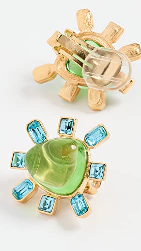 Kenneth Jay Lane Women's Cabochon Center Clip Earrings, Aqua/Peridot, Green, Blue, One Size #TOP2