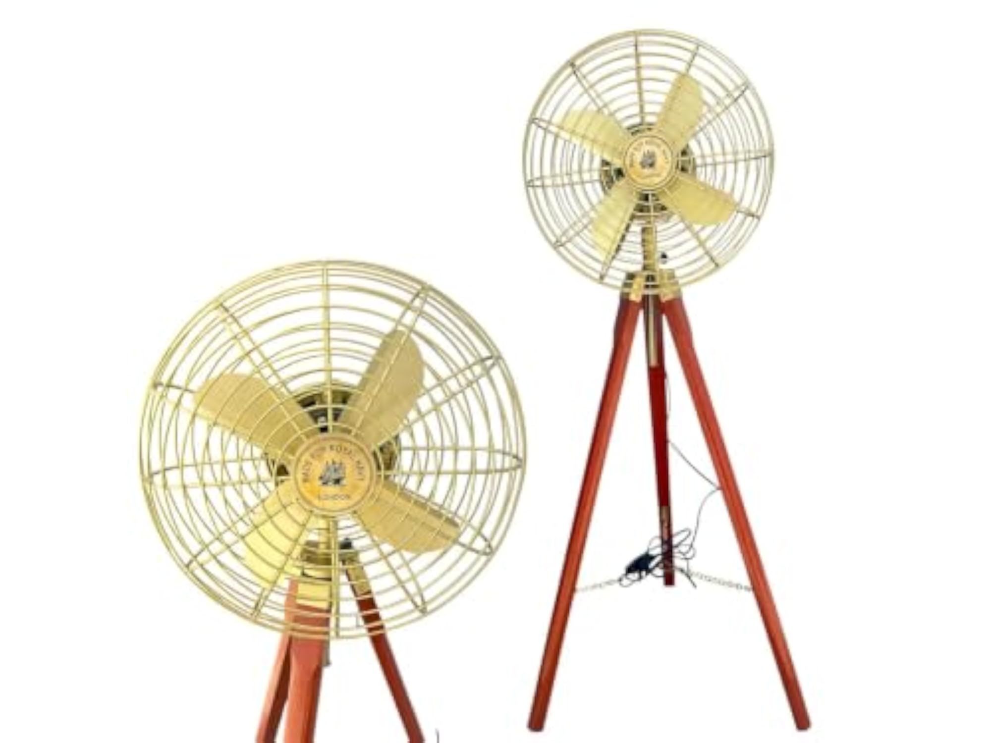 Antique Brass Tripod Floor Fan for Home Decor
