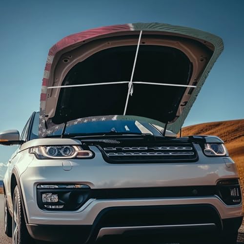 Image of Mexican Flag Car Hood Cover All Weather Protection Automotive Exterior Accessories Universal Fit Hood Covers for Cars, Trucks, SUV, or Van Full Coverage Decor