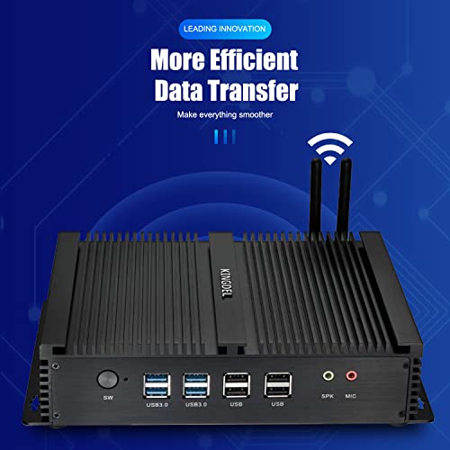 Image of KINGDEL Mini Desktop Computer Micro PC with i7 CPU, 8GB RAM, 128GB SSD+1TB HDD, Fanless, 2xLAN, 2xHD Ports, 4xUSB 3.0, 6xCOM RS232