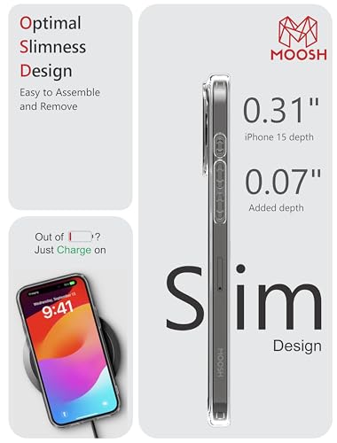 Image of MOOSH iPhone 15 Case Compatible with MagSafe Military-Grade Protection Anti-Bacterial Coating Transparent Shockproof Bumpers Scratch-Resistant Back Magnetic Phone Case (iPhone 15)