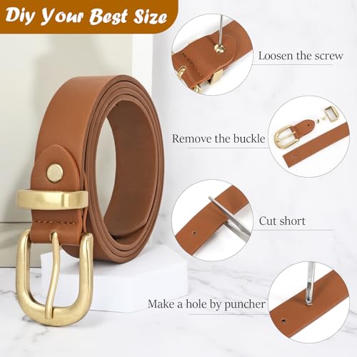 Women's Leather Belt for Jeans Pants, Fashion Ladies Belt for Dresses with Gold Buckle3