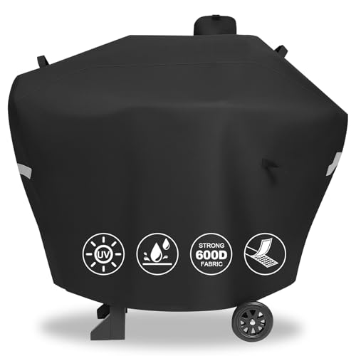 Pellet Grill Cover for Camp Chef Smoker Cover, DLX 24 Upgraded Full-Length Heavy Duty Waterproof Anti-UV Cover for Woodwind Pro 24 PG24SE PG2424SGB SmokePro PG24MZG PG24WWSB, fit Weber Searwood 600
