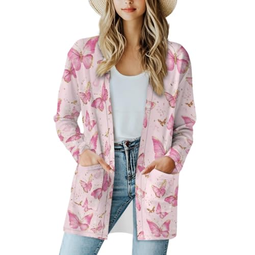 Image of Cardigan Sweaters for Women Long Sleeve Cardigan Soft Drape Open Front Fall Dusters V-Neck Jackets Dressy Loose Coat