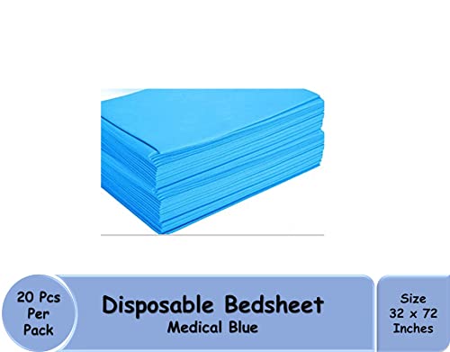 Image of Gypsy 40 Pcs Non-Woven Disposable Bedsheet 32x 72 Inch-Blue | Massage Table Sheet Protector | Elderly Care, Patients, Clinics, Hospitals | Thick Breathable, Waterproof, Oilproof Bed Cover
