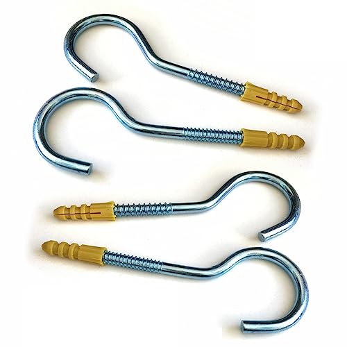 Washing Line Hooks (4Pcs) Retractable Clothes Line Set Wall Mounted Heavy Duty Extendable Outside Screw Ceiling Self Tapping Stainless Steel Rust Proof HangersIdeal for Home Office Indoor & Outdoor