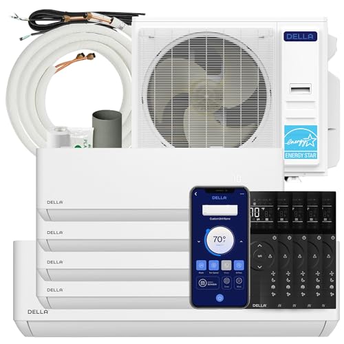 DELLA 42K BTU ODU 22 SEER2 208-230V Multi Zone AC 5 Zone (9K 9K 9K 9K 9K) Mini Split Cools Up to 2000 Sq.Ft, Works with Alexa and Wifi, Energy Star, Pre-Charged Heat Pump,16ft Installation K