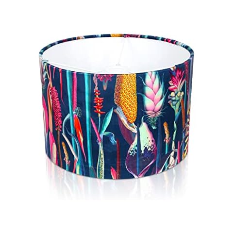 Furniture Checklist Tropical Velvet Borneo Jungle Midnight Floral LAMPSHADE Navy / Ceiling LAMP Shade / Table LAMPSHADE / Floor LAMP Handmade in UK (16''(40cm) Ceiling), Multicolor Cover