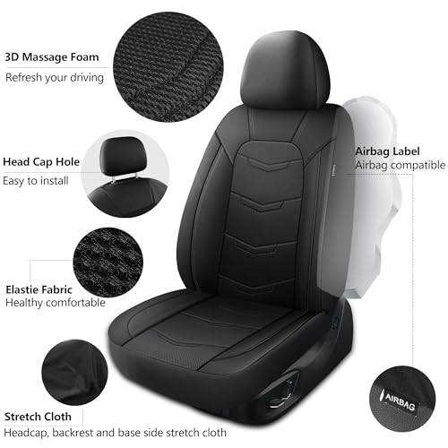 Image of HChengkikz Front Car Seat Cover, Breathable and Sporty (Black)