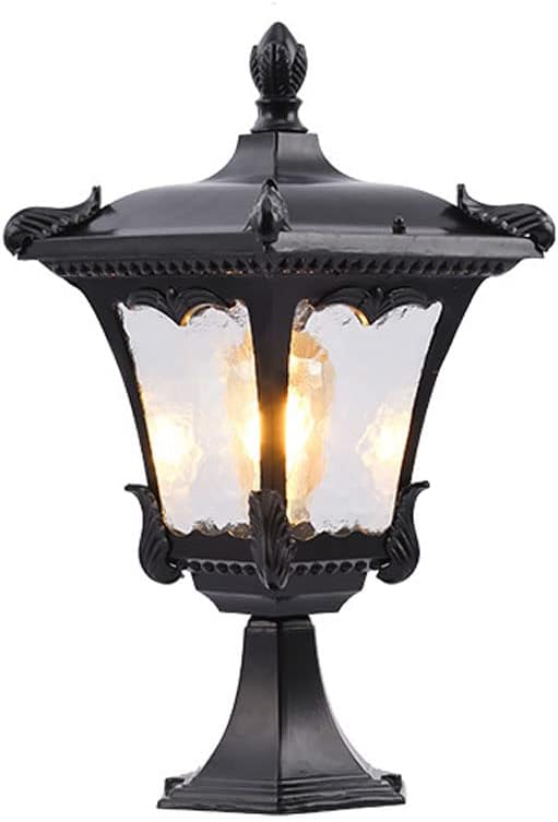European Style Retro Pillar? Light Glass Shade with Aluminum Housing Outdoor? Pole? Lights with Pier Holder Fence Bridge Cap Lantern Bright Column Lamp
