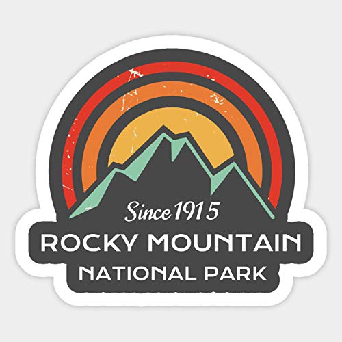Rocky Mountains National Park Retro - Sticker Graphic - Car Vinyl Sticker Decal Bumper Sticker for Auto Cars Trucks
