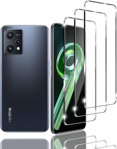 Xinyou Protector de pantalla de cristal templado para Realme 9 5G, antiarañazos, HD transparente, dureza 9H, fácil de instalar, 3 uds. Adecuado para Realme 9 5G