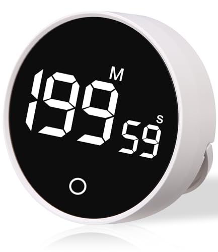 Birshe Temporizador Digital de Cocina y Huevos - Magnético Con Pantalla LED, 2 Modos, Visual - Blanco