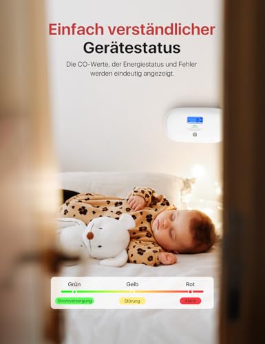 X-Sense Kohlenmonoxidmelder mit LCD-Anzeige, XC0C-SR, 2 Stück – Ansicht 6