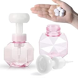Dispensador De Jabon De Flor FORMIZON 2 Botellas Dispensador de Jabón Botella con Bomba, Rellenable Creativos Envase Dispensador Espuma Dispensador Jabón con Forma Flor, Botellas de Burbujas para Limpiador Baño Cocina (Rosa)