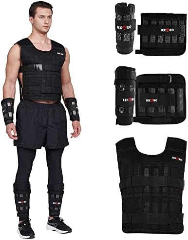 Weighted Vest 44LB set with adjustable resistance and hook-and-loop pockets