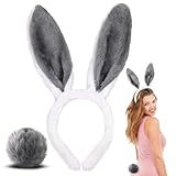 Diadema de Orejas de Conejo de Pascua, Diadema con Orejas de Conejo de Felpa, Headband de Oreja de Conejo Cola de Felpa, Accesorios de Disfraz de Conejito para Pascua, Carnaval, Cumpleaños, Cosplay