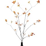 4pcs 47.5'Fall Artificial Ficus Branches Greenery Branches， Autumn Fake Plants with Stems Faux Yellow Leaf Shrub Bushes for Home Indoor Centerpiece Vase Filler，Thanksgiving Banquet Decor(Orange)