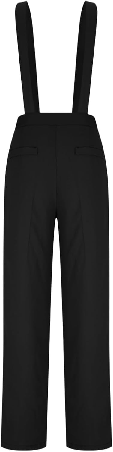 Women Office Jumpsuit Dress Pant Business Casual Suspenders Straight Leg Suit Pants Elegant Baggy Overall with Pocket - Image 5
