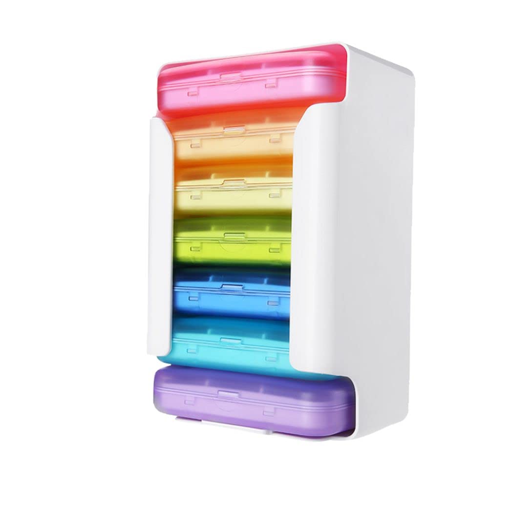 Colorful Weekly Pill Box 7 x 6 Compartment Portable Drawer Pill Box Day Weekly Large Capacity Pill Dispenser