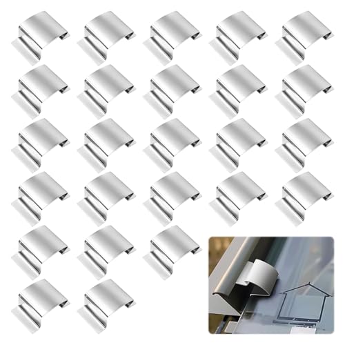 25PCS Stainless Steel G Clips for Greenhouse Glass Panes,Green House Glass Fixing Clips, Repairs Clips Replacement(Silver)
