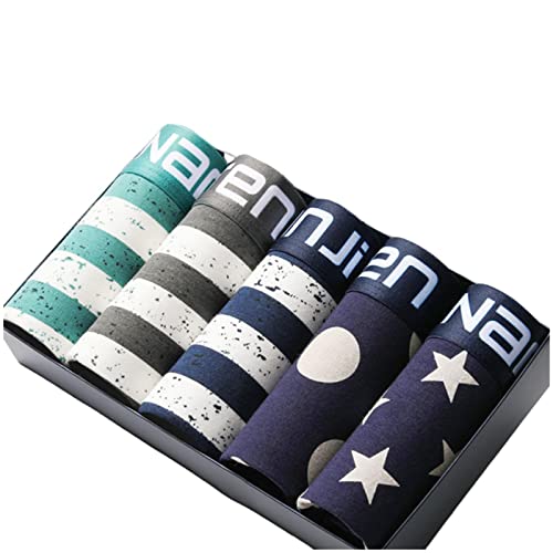 Calzoncillos para hombres tipo bóxer de algodón y ropa interior cómoda transpirable 5 piezas