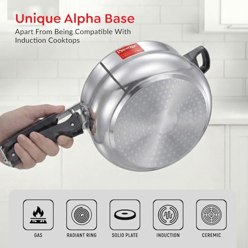 Image of Prestige Nakshatra Pro Plus Svachh Aluminium Gas & Induction Compatible Spillage Control Inner Lid Pressure Cooker Handi 5L Silver