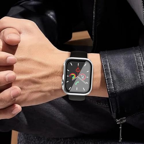 Image of 2 Pack Case for Apple Watch Screen Protector SE 3(2025) SE 2 /SE /Series 4 5 6 44mm with Tempered Glass | Slim Guard Bumper | Full Coverage Hard PC Protective Cover | Compatible iWatch 44mm