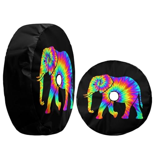 Image of Delerain Tie Dyed Elephant Spare Tire Cover with Backup Camera Hole Wheel Protectors Sun Protector Waterproof for RV Trailer RV SUV Truck and Many Vehicle(16 Inch for Diameter 29 inch-31 inch)