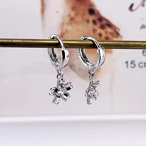 Boucles d'oreilles en métal pour femmes au design fleur simple et rond chic - 3