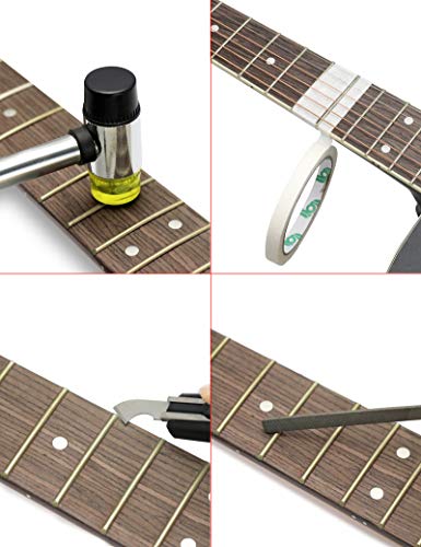 Holmer Guitar Luthier Tool Kit, Guitar Frets Repairing Tool Kit With Fret Hammer, Guitar Nut File, Guitar String Cutter, Masking Tape, Acrylic Hook Knife Multifunctional. #TOP3