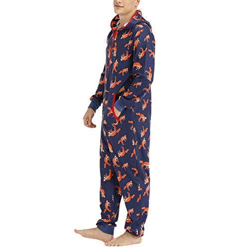 Webuyii Heren Onesie Pyjama Ultrazacht eendelig pyjama voor heren, jumpsuit met capuchon, loungewear - Afbeelding 4