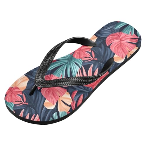 Tropical Leaf Flip Flop Sandal for Women Men, Casual Beach Slippers Indoor Outdoor XS2