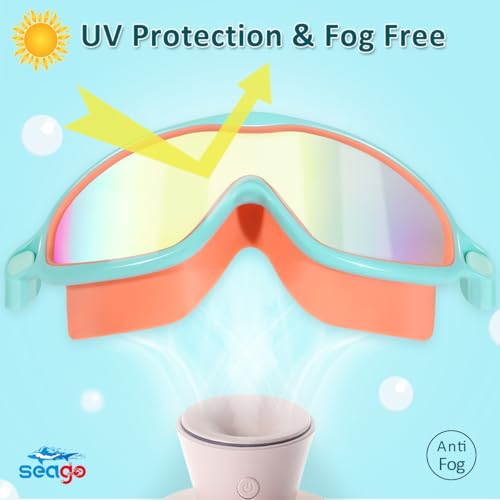 Kids Goggles for Swimming 2 Pack No Leaking Anti-Fog Outer Eye Fit with Wide View UV Protection Crystal Clear Watertight Swim Goggles with nose cover Suitable for Children Youth Boys Girls Age 3 to 14 — view 2