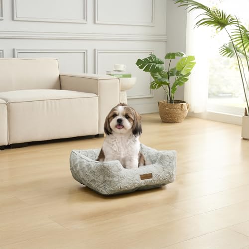 Image of Modern Threads Ultra Soft Plush Pet Bed for Small and Medium Dogs with Elegant Texture and Stylish Design, Removable Washable Cover, Grey, (24 inch L x 20 inch W x 8 inch Th)
