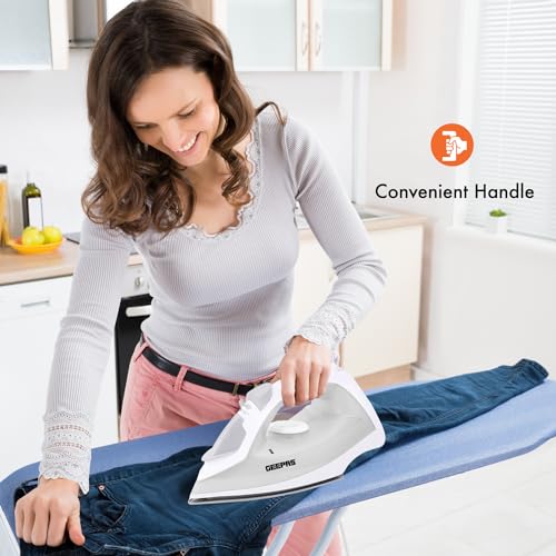 GEEPAS Steam Iron | Clothes Dry & Steam Press | 40s Fast Heat-Up, Vertical Steaming | Nonstick Soleplate & Adjustable Temperature for Ironed Clothes | 210ml Water Tank | 2 Year Warranty 1300W White - Image 6