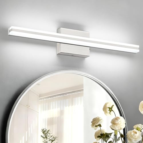 Image of SOLFART Vanity Lights for Bathroom Brushed Nickel Dimmable Bathroom Lighting Over Mirror 24 Inch LED Wall Lights S8200-610mm-NK-D