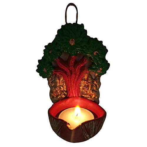 India Meets India Christmas Hanging Terracota Diya Handpainted Ganesh Ji & Lakshmi Goddess - Pack of 2|Best