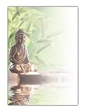 LYSCO Entspannungsmotiv Briefpapier (MPA-5218, DIN A4, 25 Blatt) Motivpapier Feng Shui-Motiv Buddha mit Bambus, Ste ...