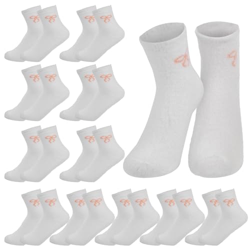 12 Pairs Bow Fuzzy Socks for Women Coquette Birthday Party Favors Bridesmaid Socks Gift Pink Bow Appreciation Gift for Church Mother Graduation Student