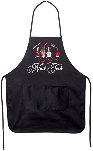Women's Crystal Rhinestone Stylist Salon Nail Tech Bib Apron (Black) by Crystal Case