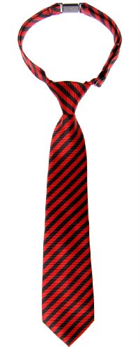 (リトリーズ) RETREEZ ストライプ 織物 作り結び式男児用ネクタイ - レッドとブラックのストライプ - 24ヶ月 - 4歳